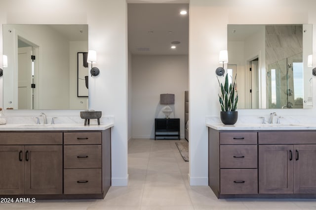 34749 N 83rd Way, Scottsdale, AZ 85266 - bathroom featuring walk in shower, vanity, and tile floors