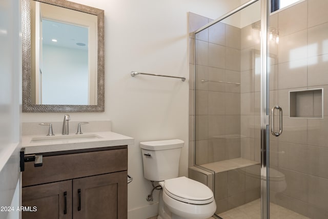 34749 N 83rd Way, Scottsdale, AZ 85266 - bathroom with toilet, large vanity, and a shower with door