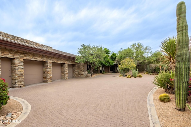 exterior space featuring a garage