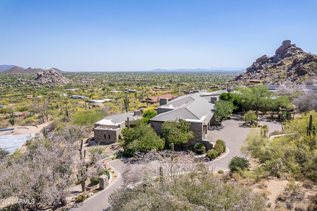 aerial view with a mountain view