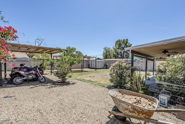 7135 W Flower St, Phoenix, AZ 85033 - fenced backyard with a ceiling fan
