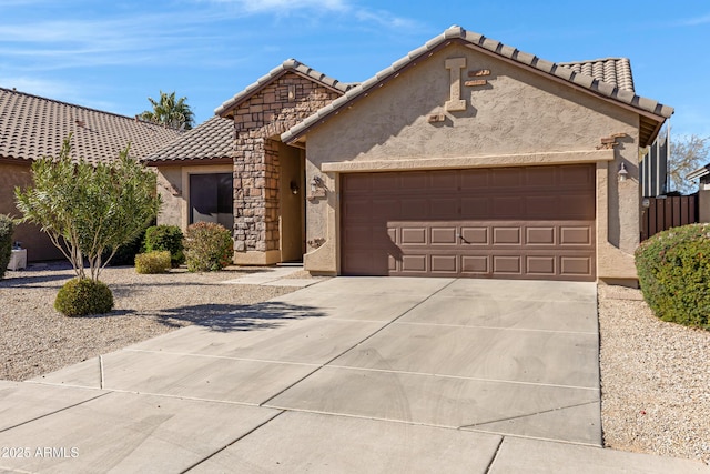 view of front of property with a garage