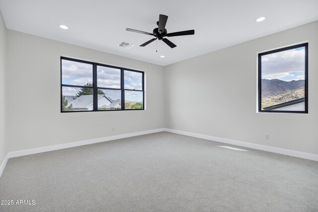 26655 S 169th Pl, Queen Creek, AZ 85142 - carpeted spare room featuring ceiling fan, baseboards, visible vents, and recessed lighting