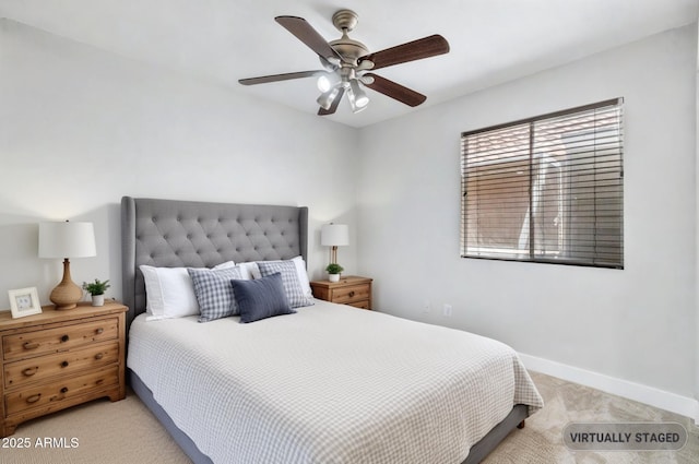 1962 E Morrow Dr, Phoenix, AZ 85024 - bedroom featuring light colored carpet, baseboards, and ceiling fan