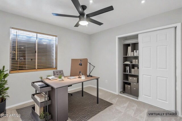 1962 E Morrow Dr, Phoenix, AZ 85024 - office with light carpet, ceiling fan, and baseboards