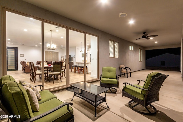 935 Calle Azul, Wickenburg, AZ 85390 - view of patio featuring outdoor dining area, ceiling fan, and an outdoor hangout area