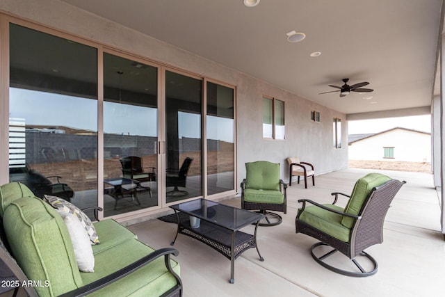 935 Calle Azul, Wickenburg, AZ 85390 - view of patio / terrace with an outdoor living space and a ceiling fan
