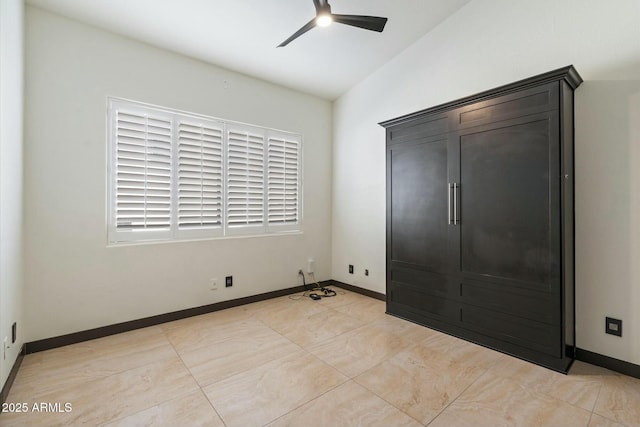 unfurnished bedroom with ceiling fan