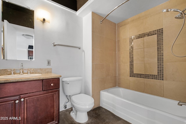 full bathroom featuring toilet, vanity, and shower / washtub combination