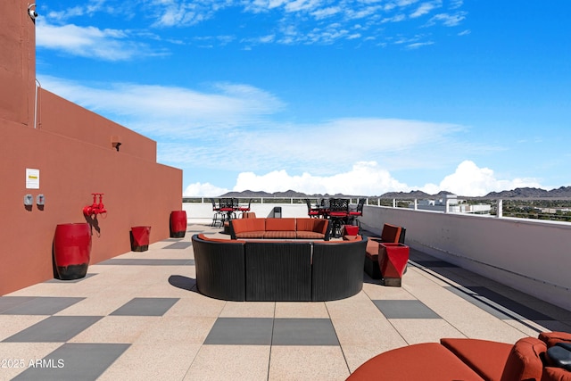 view of patio featuring an outdoor living space and outdoor dining area