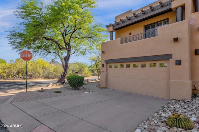 view of home's exterior featuring a garage