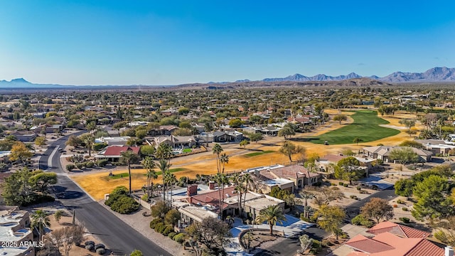 drone / aerial view with a mountain view