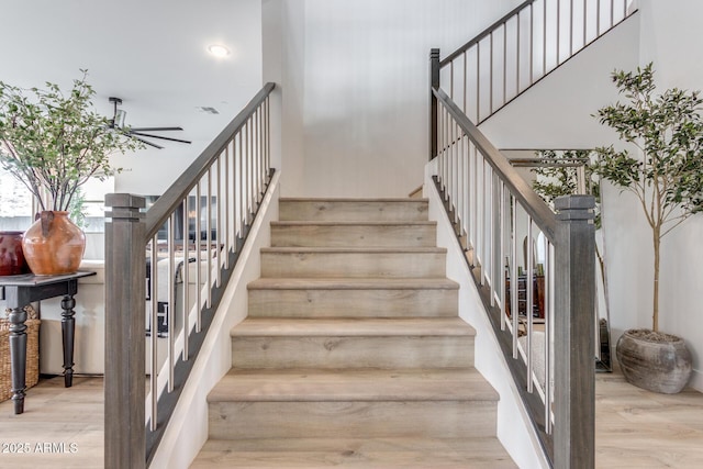 staircase featuring wood finished floors