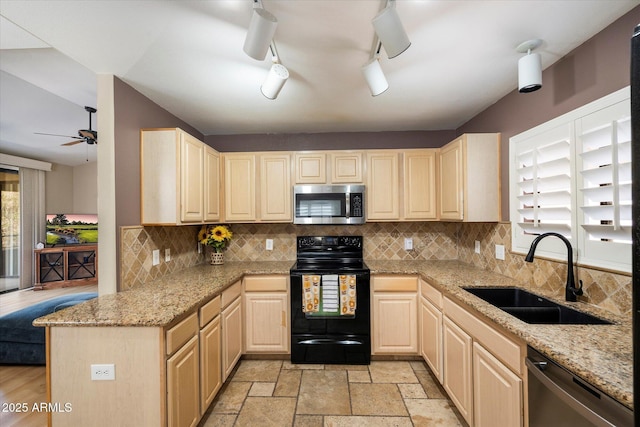15151 N Frank Lloyd Wright Blvd Unit 2086, Scottsdale, AZ 85260 - kitchen featuring electric range, stainless steel microwave, healthy amount of natural light, and dishwashing machine