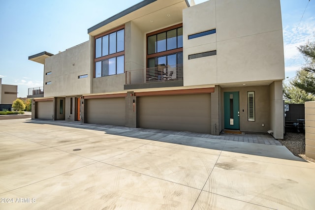 contemporary home with a garage