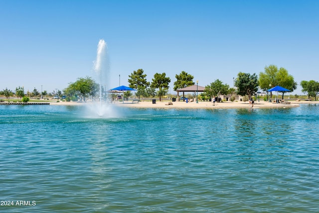 water view featuring a gazebo