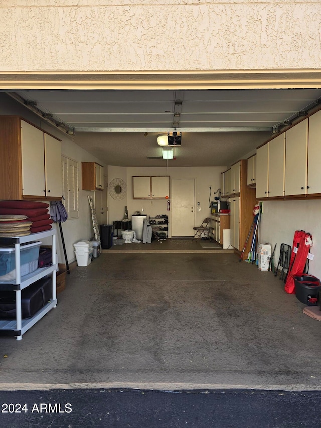 garage with a garage door opener