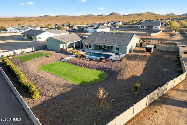 bird's eye view with a mountain view