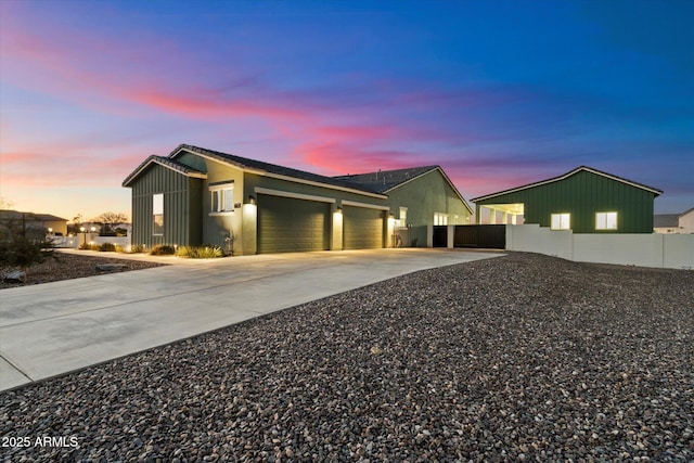 ranch-style home with a garage