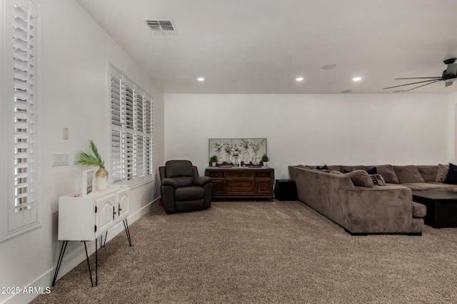 465 E Frances Ln, Gilbert, AZ 85295 - living area featuring carpet floors, recessed lighting, and ceiling fan