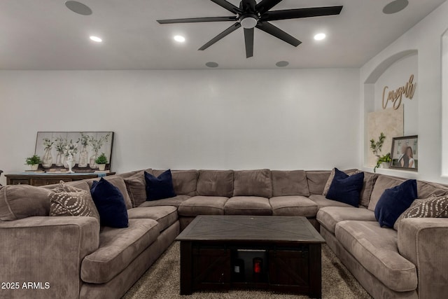465 E Frances Ln, Gilbert, AZ 85295 - living area with ceiling fan and recessed lighting