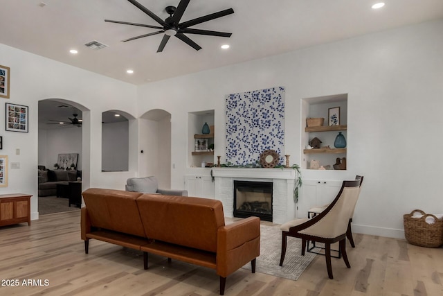 465 E Frances Ln, Gilbert, AZ 85295 - living area featuring ceiling fan, light wood-type flooring, and recessed lighting