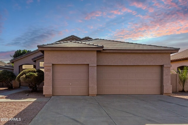 prairie-style home with a garage