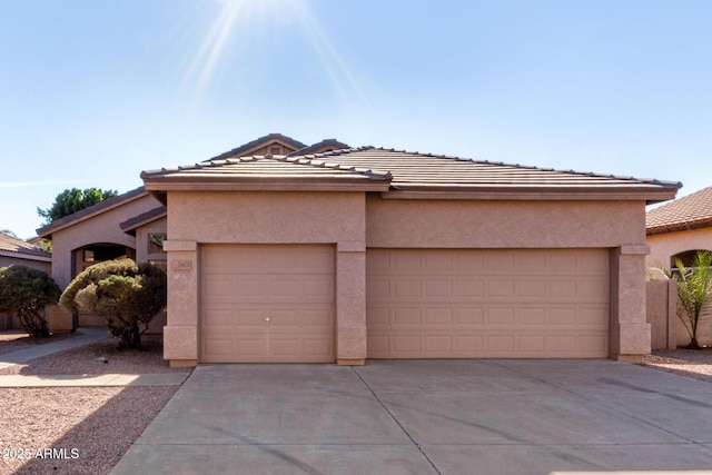 prairie-style home with a garage