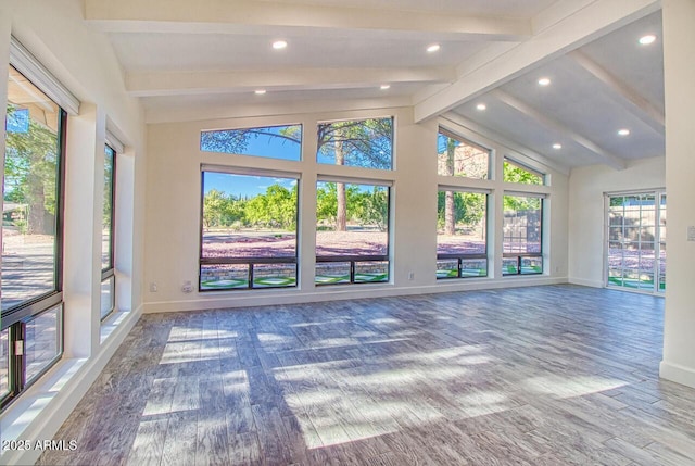 21 Hummingbird Cir, Sedona, AZ 86336 - unfurnished sunroom with baseboards, wood finished floors, and recessed lighting