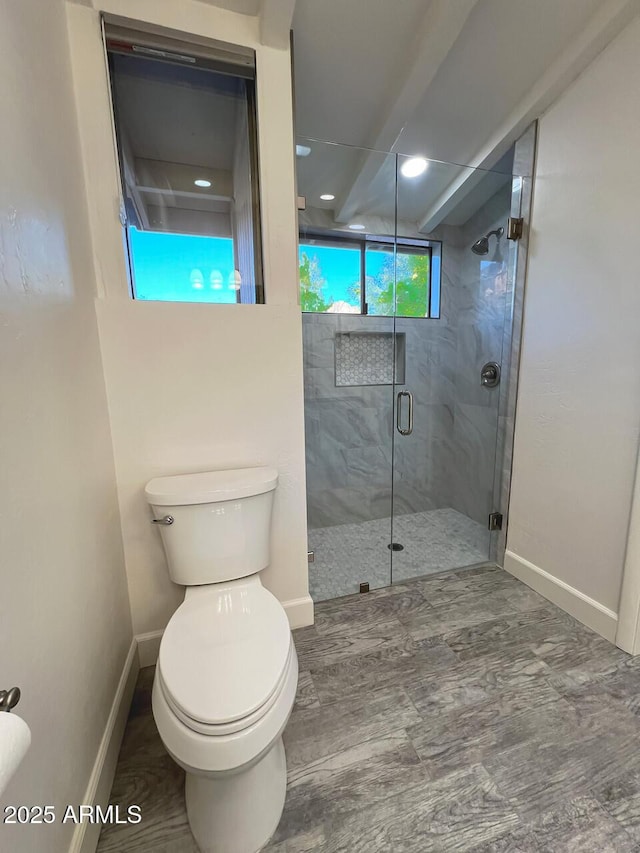 21 Hummingbird Cir, Sedona, AZ 86336 - full bathroom with toilet, a stall shower, and baseboards