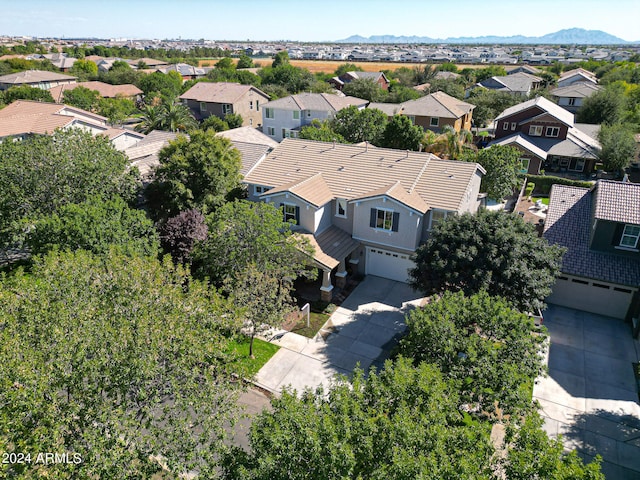 bird's eye view with a mountain view