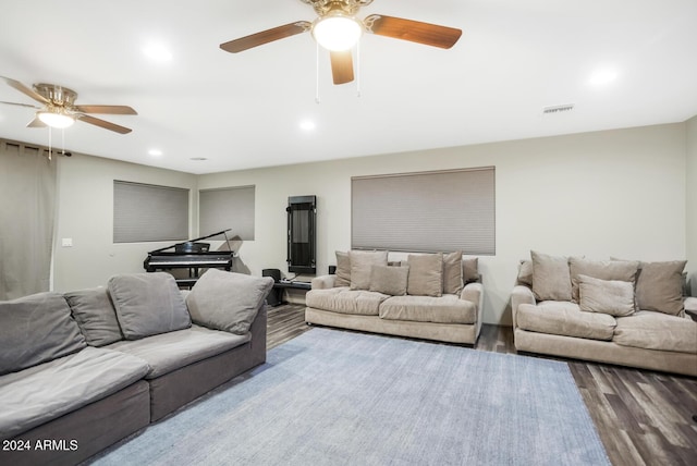 living room with wood-type flooring