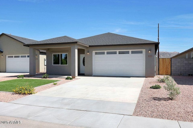 view of front of property with a garage