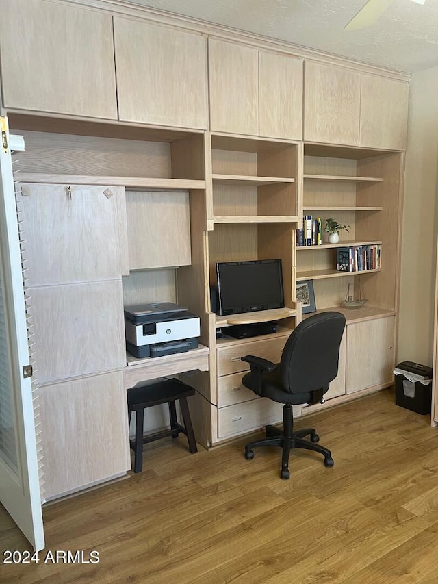 office space featuring light hardwood / wood-style floors