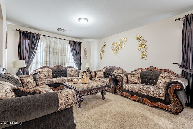 living room featuring carpet