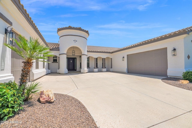 20115 E Sonoqui Blvd E, Queen Creek, AZ 85142 - view of front of house with stucco siding, a tiled roof, driveway, and a garage