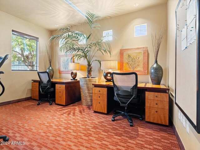 home office featuring carpet flooring