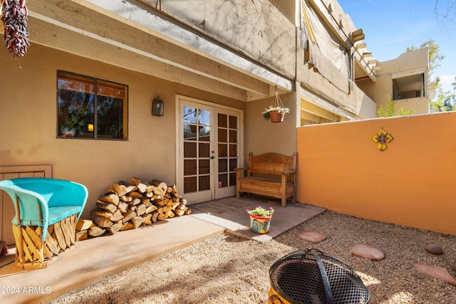 view of patio featuring french doors