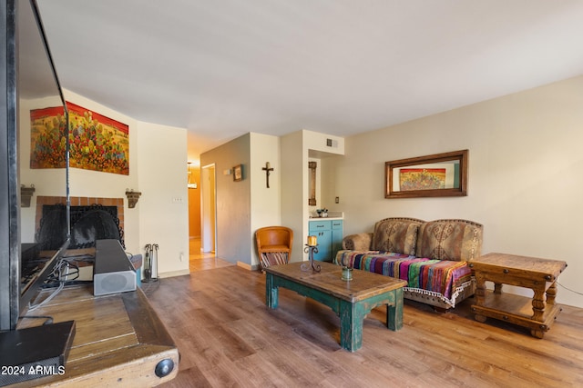 living room with hardwood / wood-style flooring