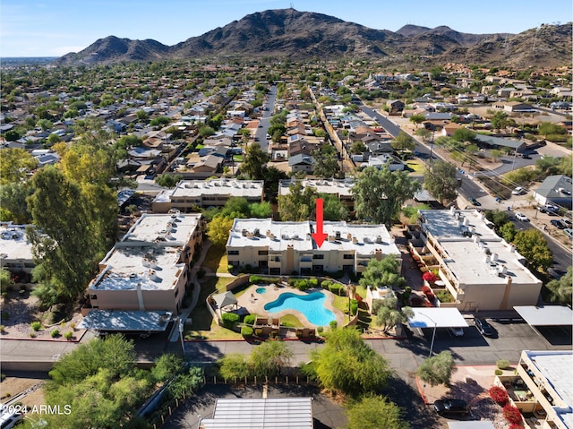 aerial view with a mountain view