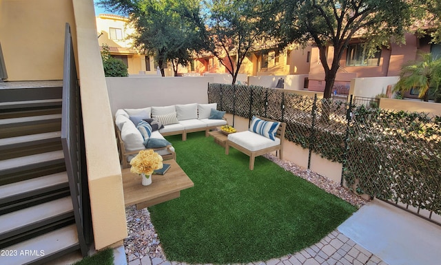 9551 E Redfield Rd Unit 1061, Scottsdale, AZ 85260 - view of yard featuring an outdoor living space and fence