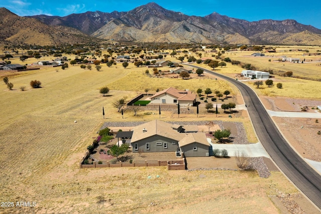 aerial view featuring a mountain view and a rural view