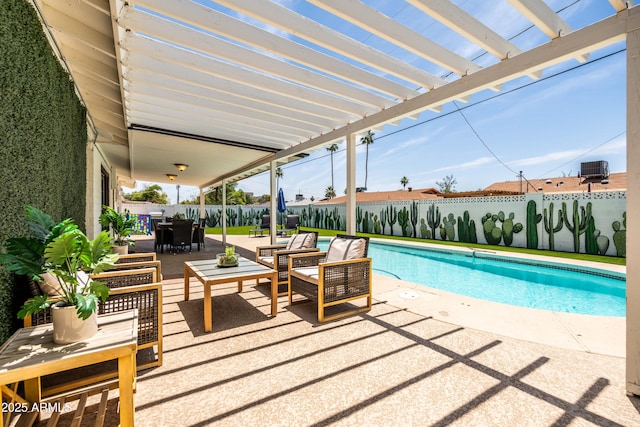 8315 E Devonshire Ave, Scottsdale, AZ 85251 - view of pool featuring outdoor dining area, a patio area, and a fenced backyard