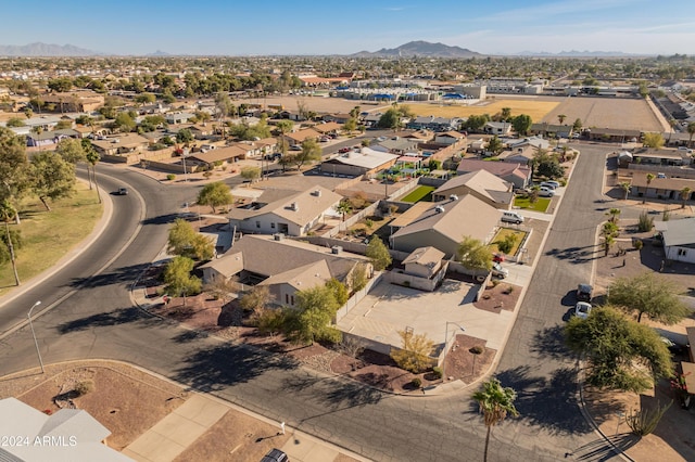 drone / aerial view with a mountain view