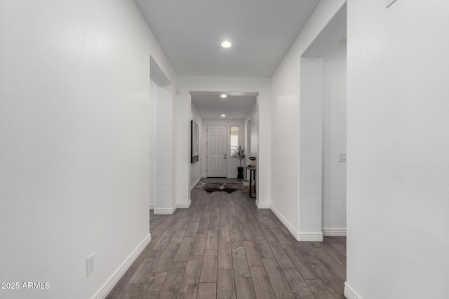 corridor featuring hardwood / wood-style flooring