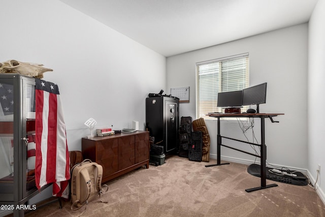 view of carpeted home office