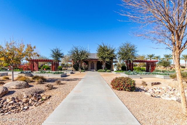 view of property's community featuring a pergola