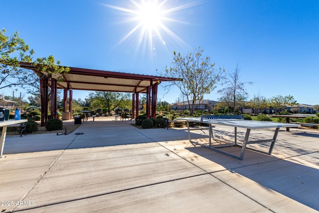 view of patio featuring a gazebo