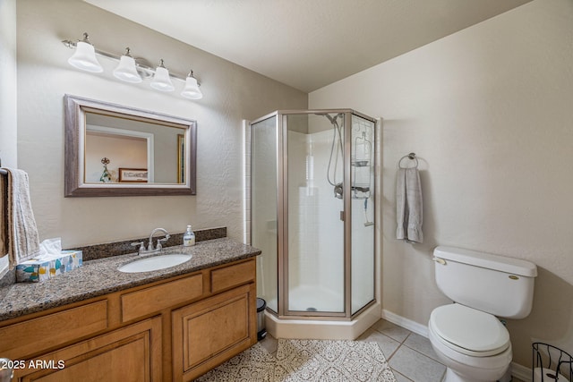8870 Happy Trl, Show Low, AZ 85901 - full bathroom featuring vanity, a stall shower, and tile patterned flooring