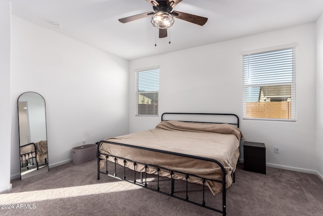 bedroom with carpet and ceiling fan